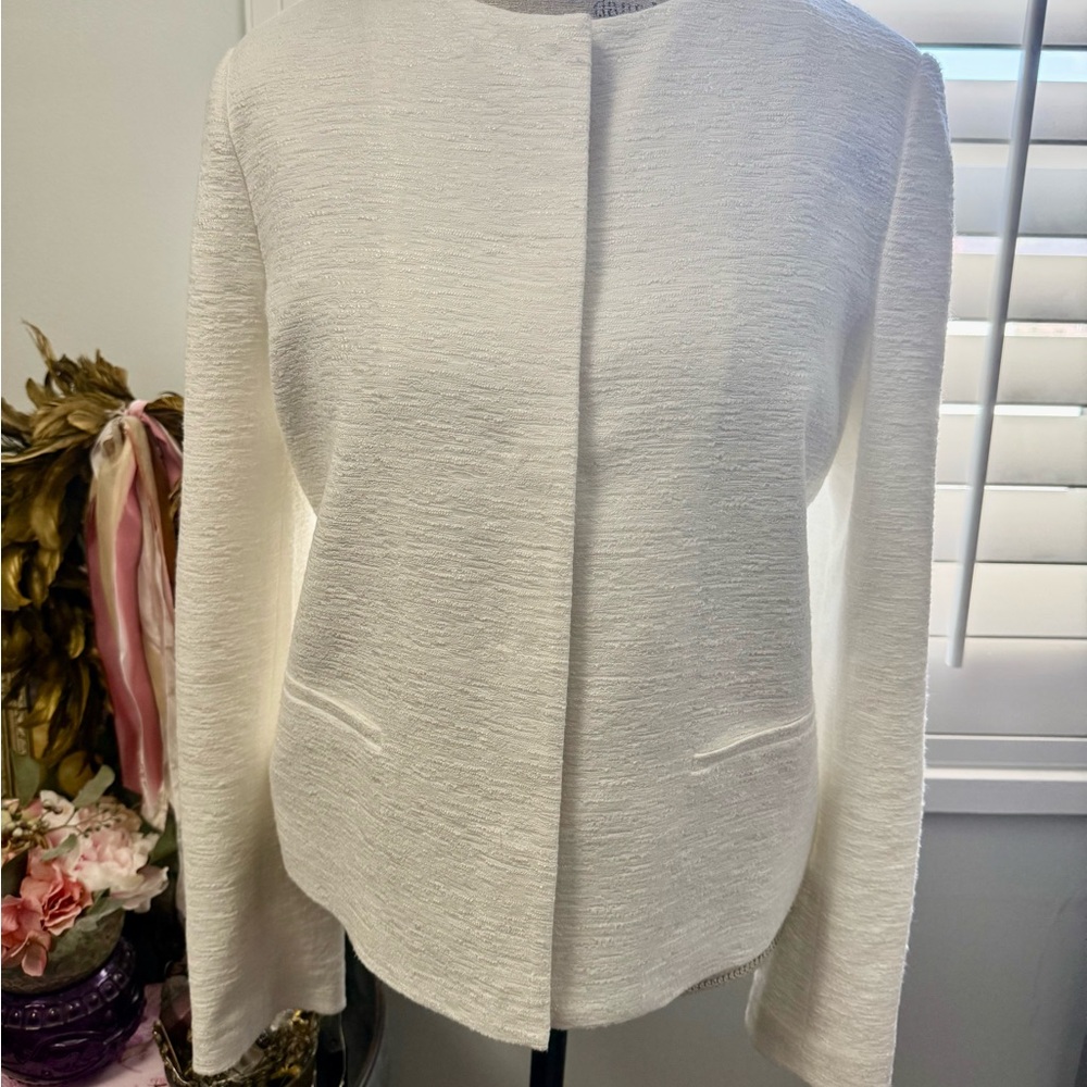 Vince Cream Textured Open-Front Blazer
